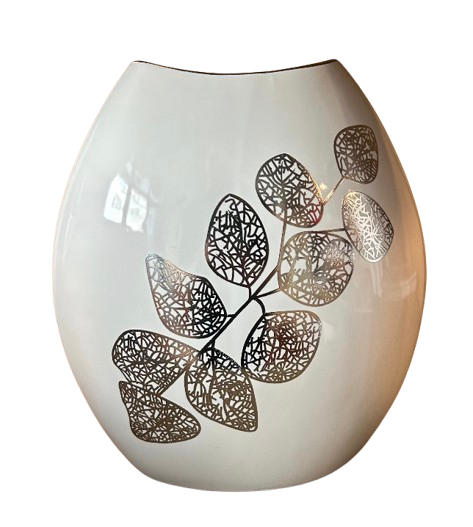 Vase blanc et argent