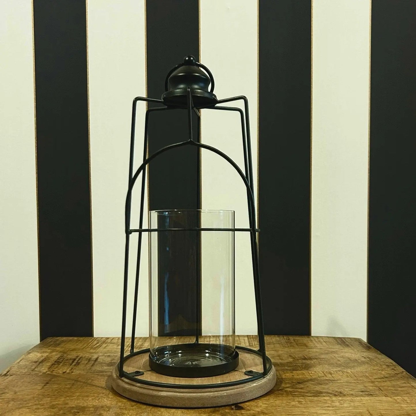 Lanterne en Métal et en bois Noir Mat