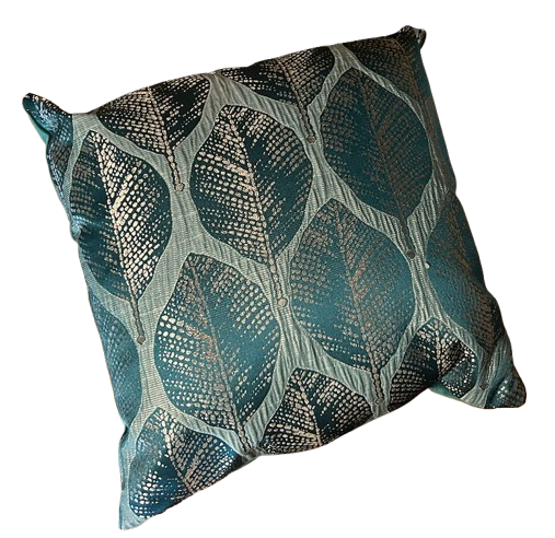 Maison de Charme - coussin bleu Roi et Feuilles Dorées