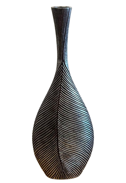 Vase Feuille Sculpté gris