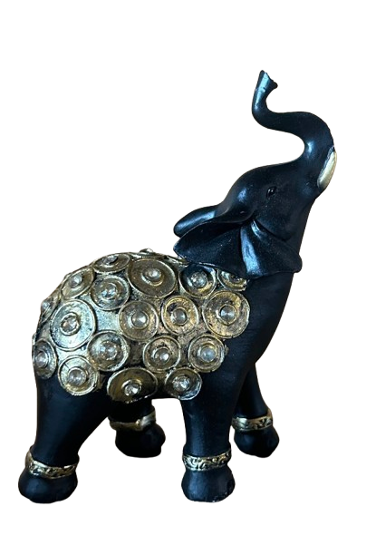 Sculpture Élégante d'Éléphant Noir et or