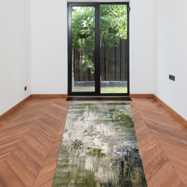Tapis Dégradé Vert, Blanc et Bleu